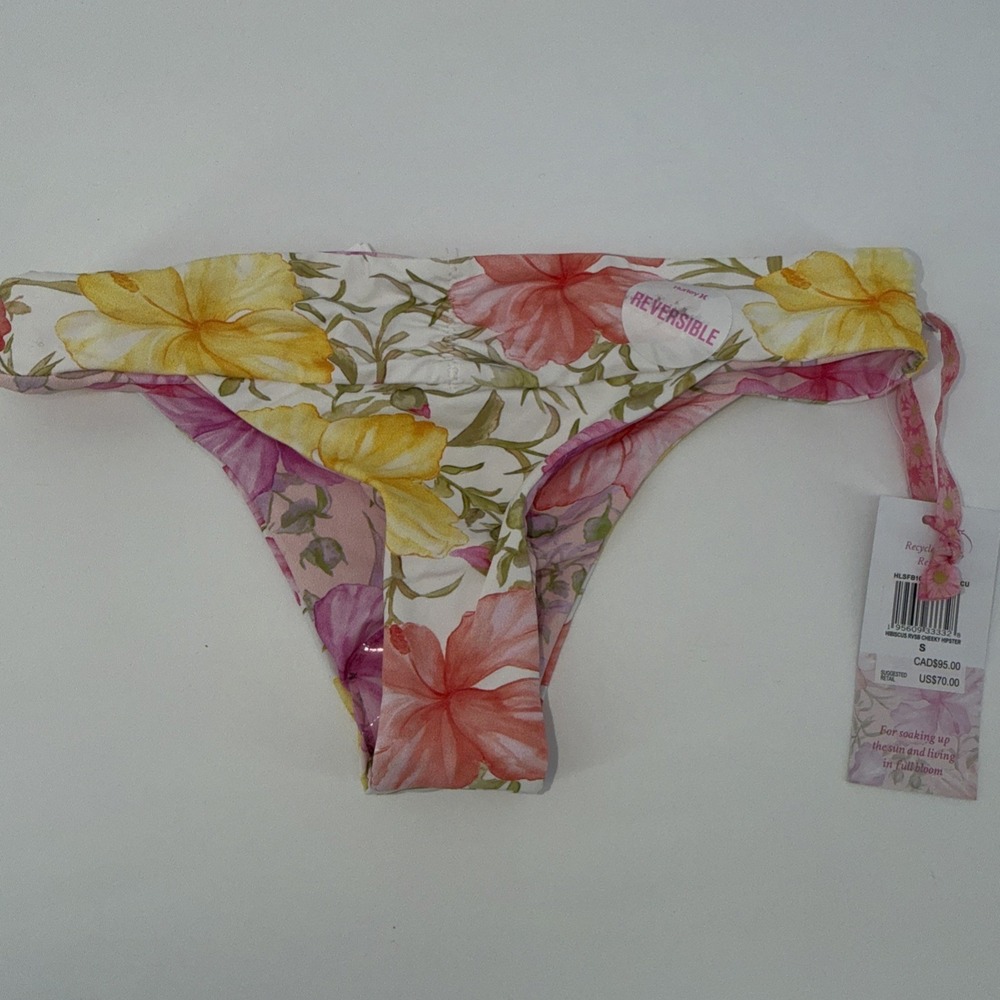 Hurley x Love Shack Fancy Women's SM Hibiscus Reversible Cheeky Hipster NEW - Picture 1 of 4